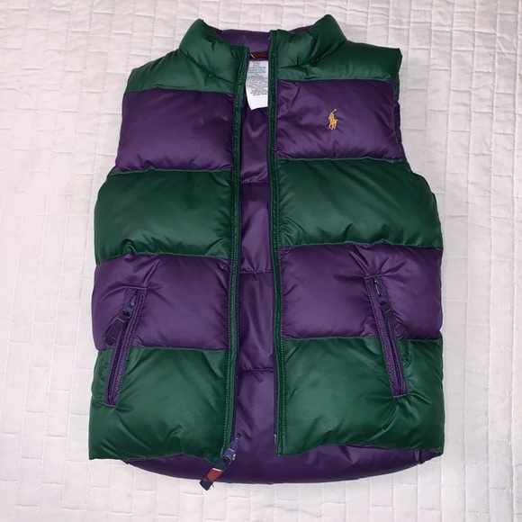 Ralph Lauren Polo Reversible Down Feather Puffer Vest, Purple & Green, Size 6X - Picture 7 of 16